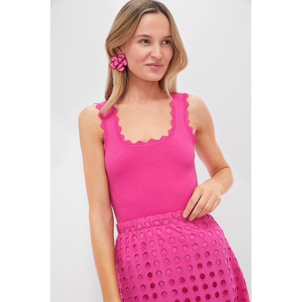 TUCKERNUCK Hot Pink Ric Rac Compression Tank Size L NWT Retail $88 Tuckernuck